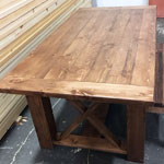 rustic wood kitchen table & bench