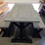 rustic wood kitchen table & bench